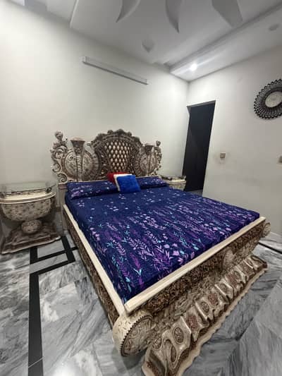 Heavy Carved Royal King Size Bed Set with Dresser & Side Tables