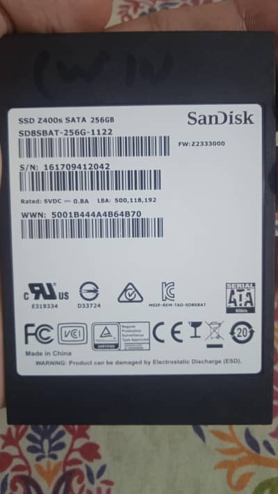 256 GB SATA SSD in an Excellent condition 97% health
