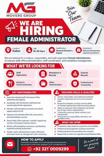 Admin Job | Female Admin Required
