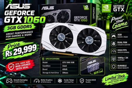ASUS GTX 1060 3GB Dual Fan Graphics Card – Excellent Condition