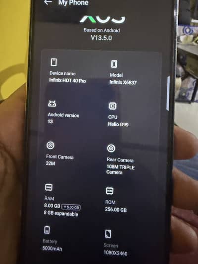 Infinix Hot 40 Pro box available ha