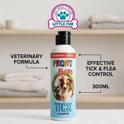 Front Fighter Tick Shampoo for Dogs & Cats – Veterinary Formula, Tick & Flea Control, 300ml
