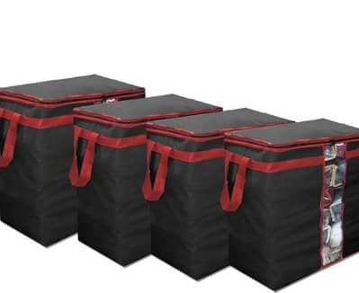 Storage Bags Pack of 4 Black Red