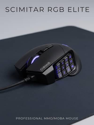 Corsair Scimitar PRO RGB Gaming Mouse (12 Side Buttons / MMO & MOBA)