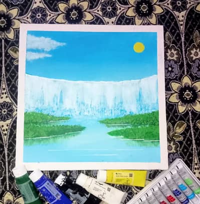 Beautiful Handmade Acrylic Waterfall Painting