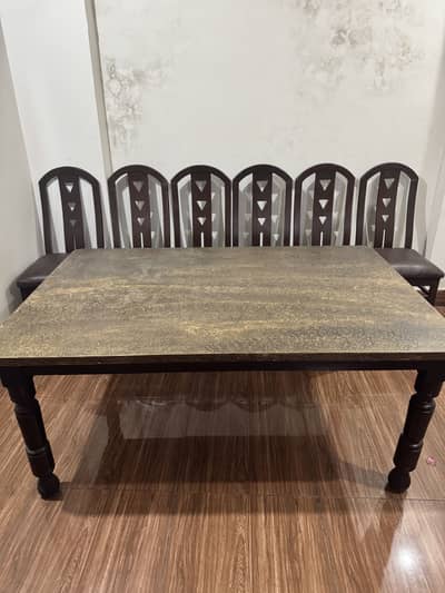 Used Dining Table Set with 6 Chairs