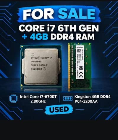CORE I7 6TH GENERATION + 4GB DDR 4 RAM