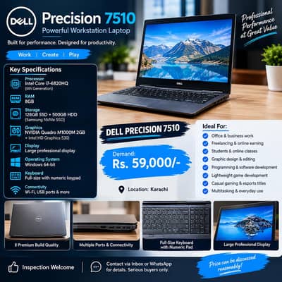 Dell Precision 7510 Core I7 6th Gen 2 GB Nvidia Graphics Card