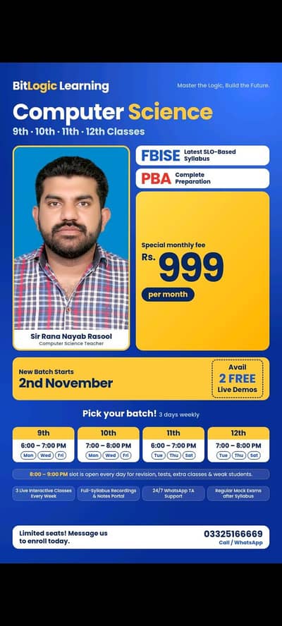 Computer Science tution for 9th 10th 11th 12th