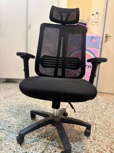Revolving adjustable office chair lumber and arm support