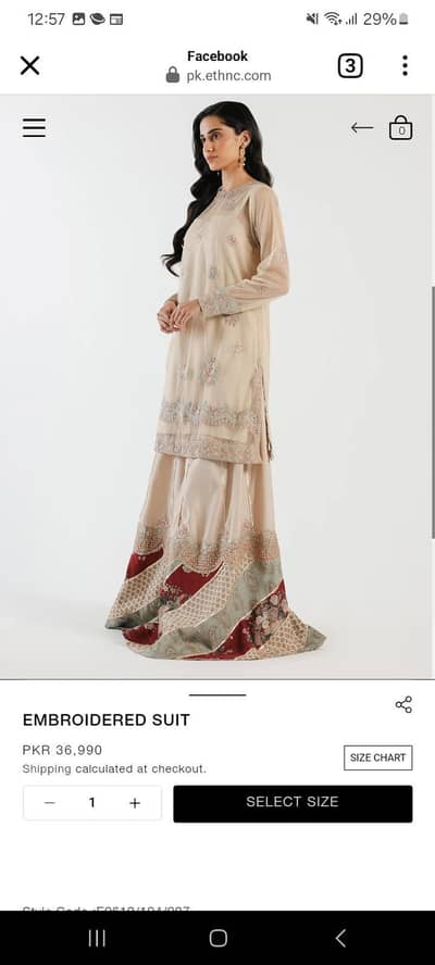 Ethnc ready to wear new 3 piece dress (small size)