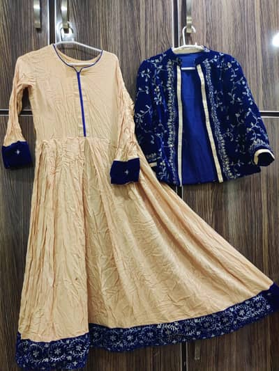 pushmina long frock with velvet kotti