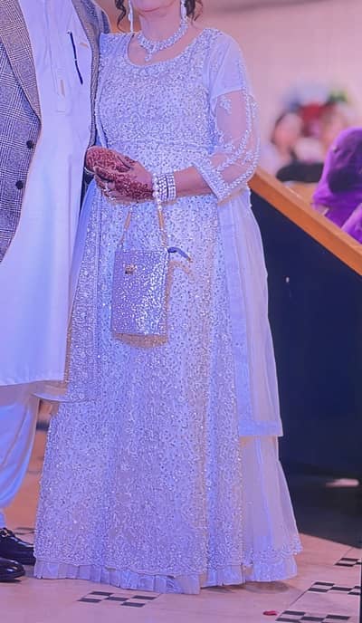 Heavily Embroidered maxi with intricate Silver work Party wear/Bridal