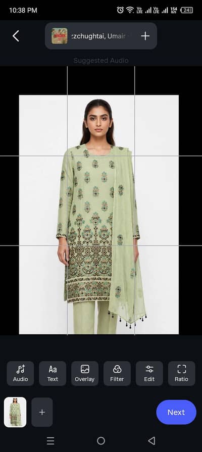 New pista Green Embroiderd 3 piece stiched suit.