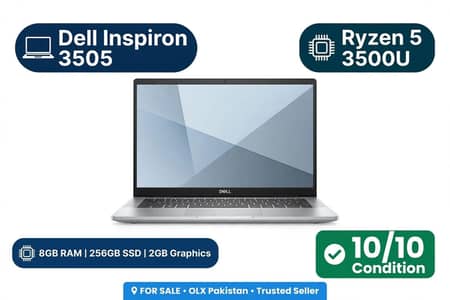 Dell Inspiron 3505 Ryzen 5 3500U 8GB RAM 256 GB SSD 2GB Graphic- 10/10