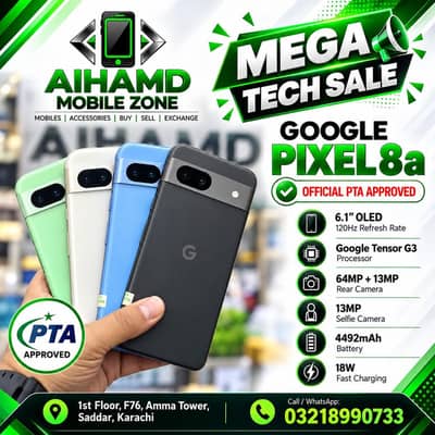 Google Pixel 8a - 128GB - Official Pta Approved - 120Hz - Best Camera