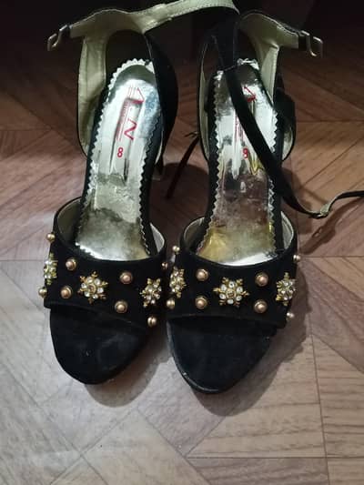 Black Ladies High Heel Sandals – Size 8