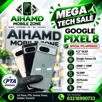 Google Pixel 8 - Official Pta Approved - 120Hz - Tensor G3