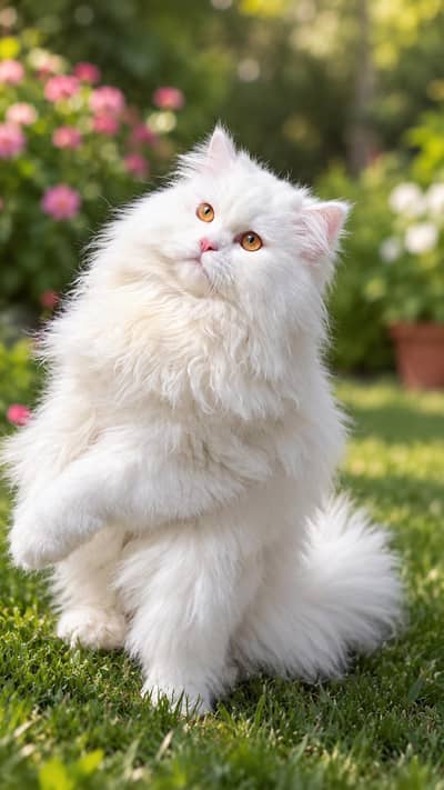 White Persian Male Triple Coat Cat
