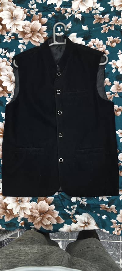 Classic Black Velvet Waistcoat – Small Size – Excellent Condition