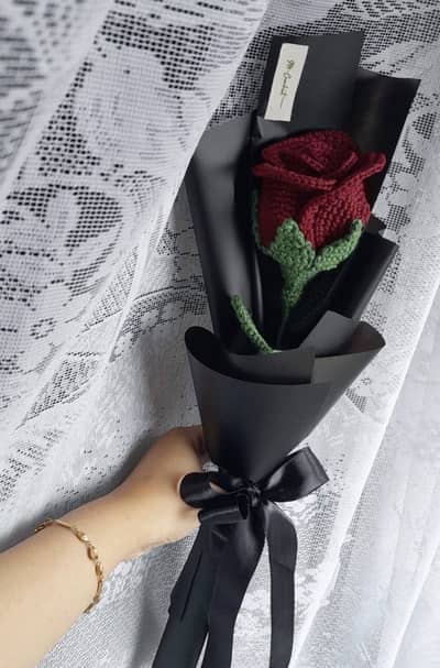 Handmade Crochet Rose Bookmark 