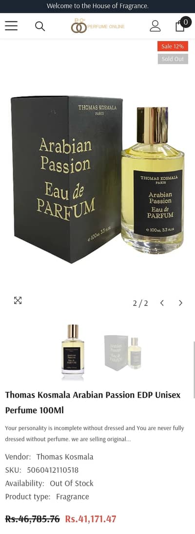 Arabian Passion New Thomas Kosmala Original Box Packed Perfume