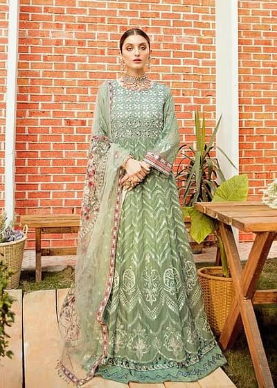 Crinkle Chiffon embroidered maxi
