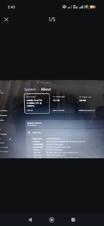 HP AY SERIES AY072NIA I3 6TH GEN