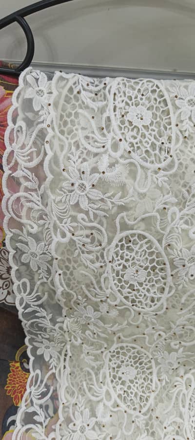 designer net shawl with stone work