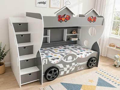Bachon ka 3 in 1 Bunk Bed - Car Design Condition 9/10