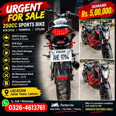 KTM style sport bike 250 CC Urgent for sale