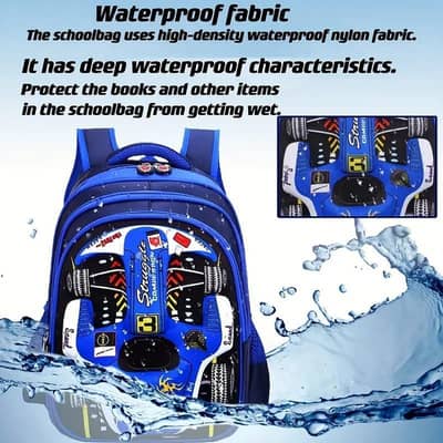 Stylish Racing Car Backpack for kids / School Bag - Durable Nylon