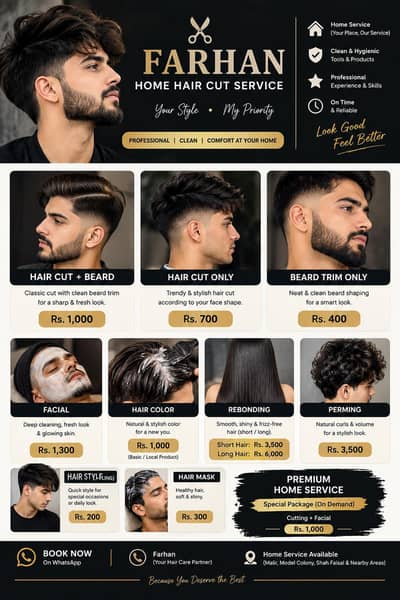Professional Men's Haircut at Your Doorstep!03406093901