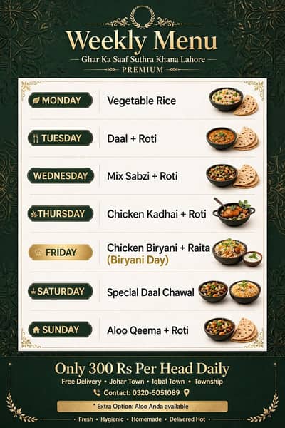 ghar ka pakka saaf khana