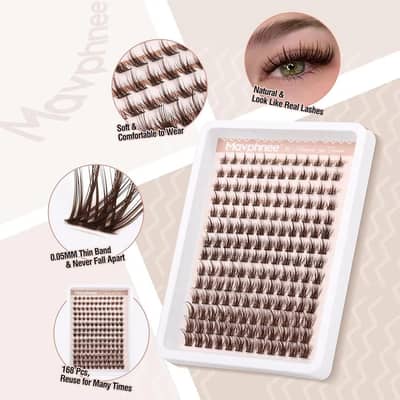 Mayphonce Waterproof Lash Cluster Kit Black & Brown False Eyelashes. R