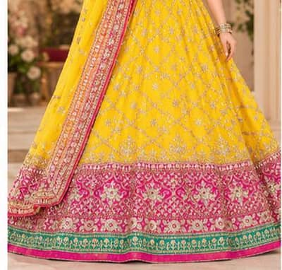 Lehenga Indian Net Double Layer Heavy Embroidery Available For Sale