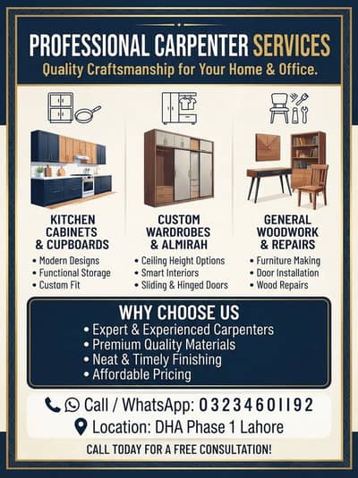 Expert Carpenter – Kitchen Cabinets, Wardrobes & Custom Almari