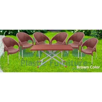 plastic chairs with table