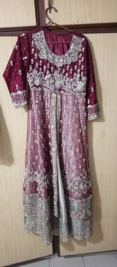 Elegant Plum & Silver Embroidered Formal Dress