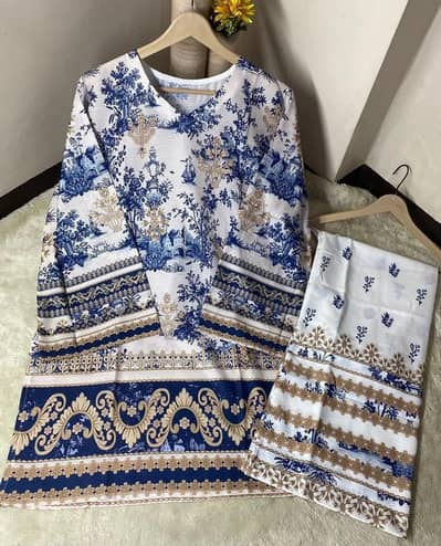 Ladies 2pc printed lawn suit