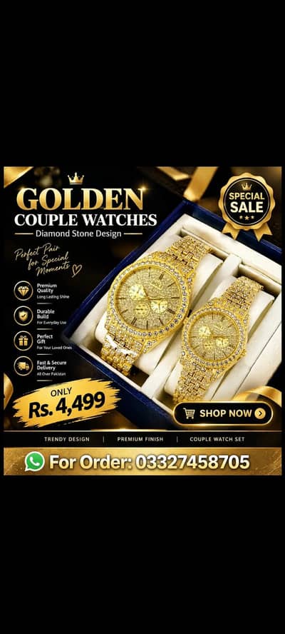Golden Couple Watches in premium Design