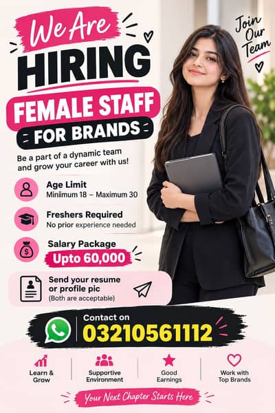 Female Staff Required | Females Job | Jobs In Lahore