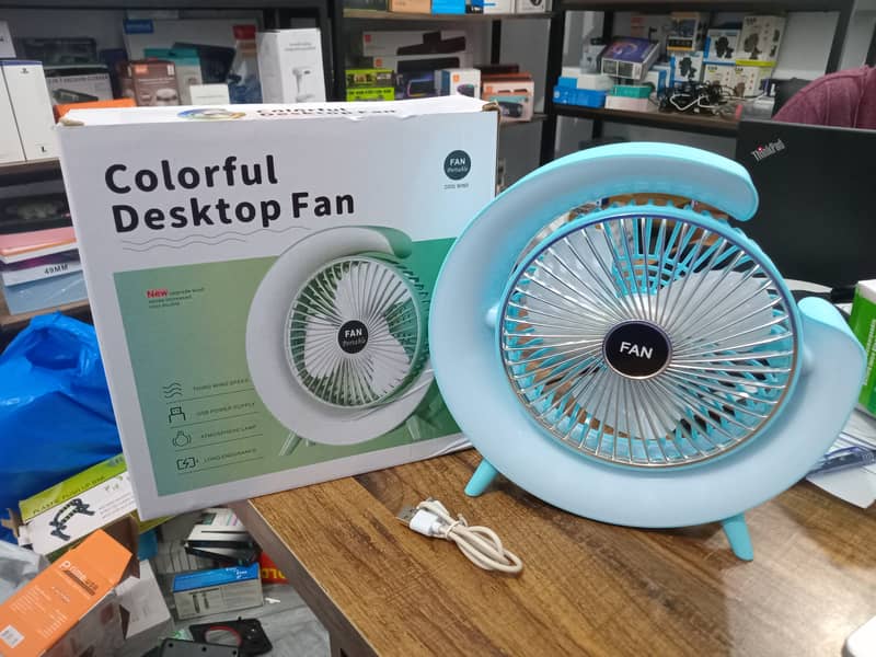 Colorful RGB Desktop Fan Lamp Multi Color Design - Portable Fans ...