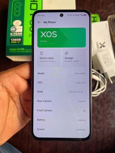 Infinix Hot 50 Pro 16/128 PTA box charger