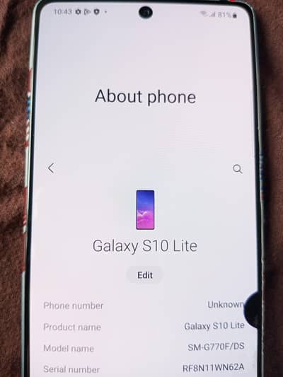 Samsung Mobile S10 Lite 03214540883