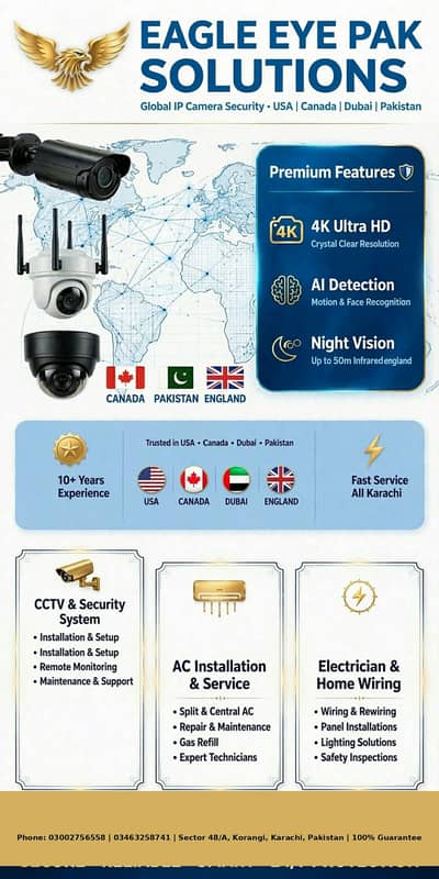 Eagle Eye Pak Solutions - CCTV, AC & Electrical - Karachi