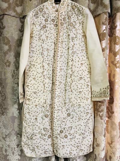 Off white/ cream Groom Sherwani with khussa