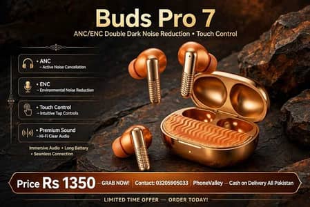 Buds Pro 7 ANC ENC Wavy Design Gold