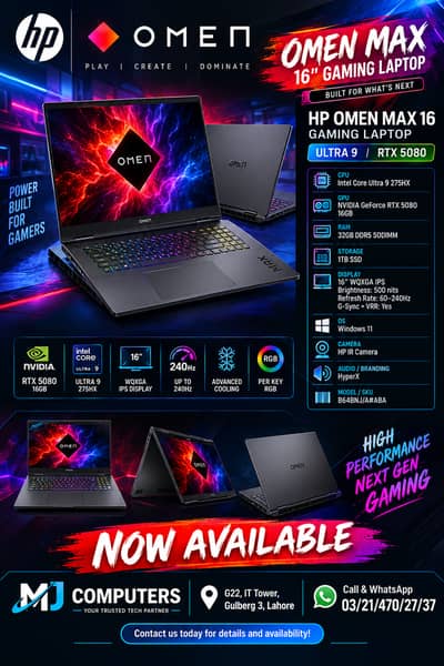 HP OMEN MAX 16 Ultra 9 275HX RTX 5080 16GB Gaming Laptop