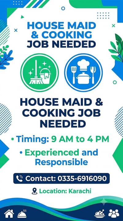 Required: House Maid + Female Cook